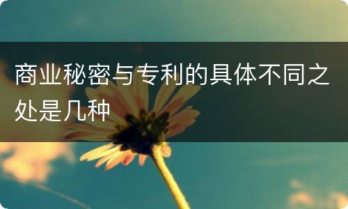 商业秘密与专利的具体不同之处是几种