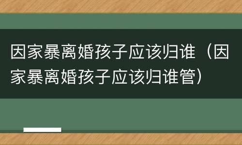因家暴离婚孩子应该归谁（因家暴离婚孩子应该归谁管）