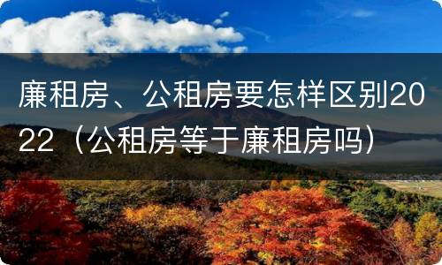 廉租房、公租房要怎样区别2022（公租房等于廉租房吗）