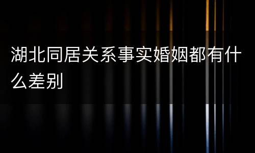 湖北同居关系事实婚姻都有什么差别