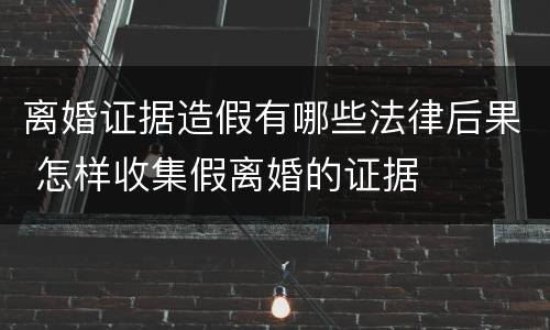 离婚证据造假有哪些法律后果 怎样收集假离婚的证据