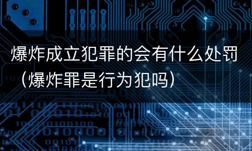 爆炸成立犯罪的会有什么处罚（爆炸罪是行为犯吗）