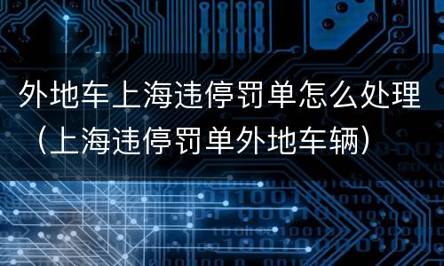 外地车上海违停罚单怎么处理（上海违停罚单外地车辆）