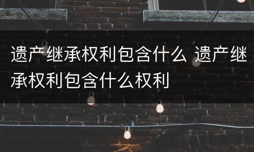 遗产继承权利包含什么 遗产继承权利包含什么权利