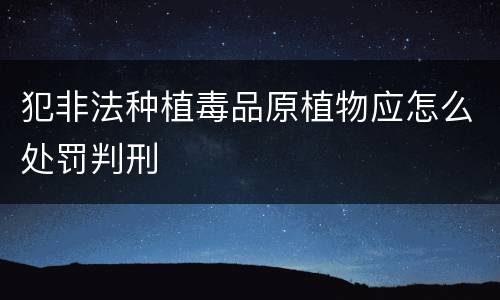 犯非法种植毒品原植物应怎么处罚判刑