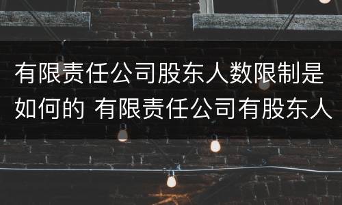 有限责任公司股东人数限制是如何的 有限责任公司有股东人数的限制吗