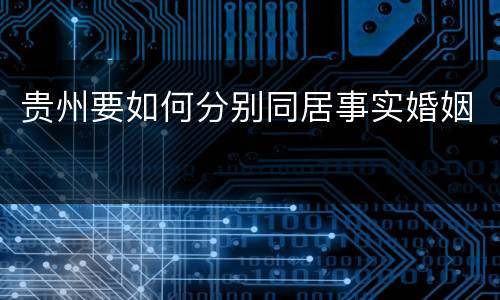 贵州要如何分别同居事实婚姻