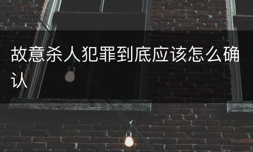 故意杀人犯罪到底应该怎么确认