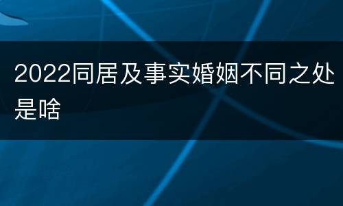 2022同居及事实婚姻不同之处是啥