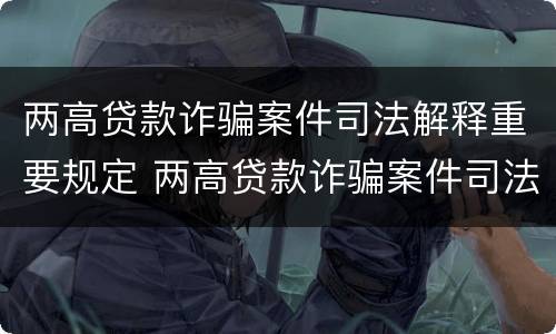 两高贷款诈骗案件司法解释重要规定 两高贷款诈骗案件司法解释重要规定是什么