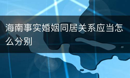 海南事实婚姻同居关系应当怎么分别
