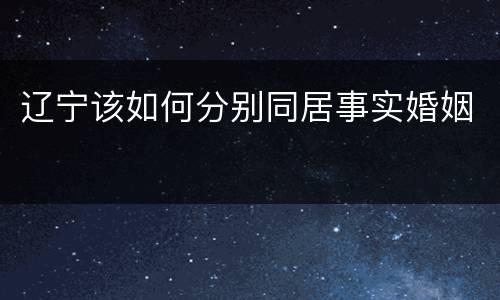 辽宁该如何分别同居事实婚姻
