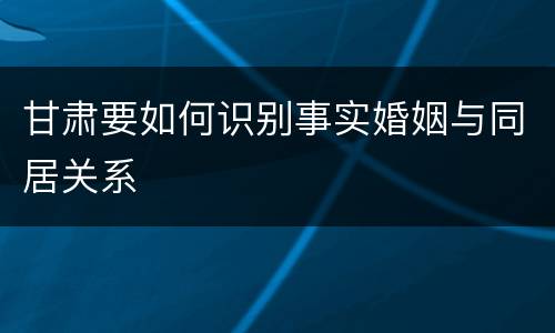 甘肃要如何识别事实婚姻与同居关系