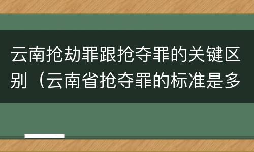 云南抢劫罪跟抢夺罪的关键区别（云南省抢夺罪的标准是多少?）