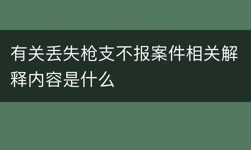 有关丢失枪支不报案件相关解释内容是什么