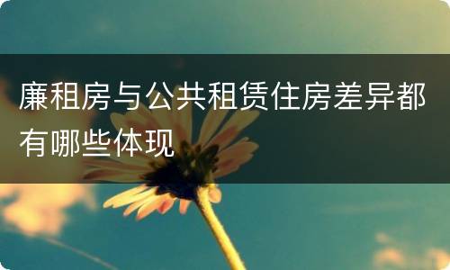 廉租房与公共租赁住房差异都有哪些体现