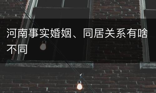 河南事实婚姻、同居关系有啥不同