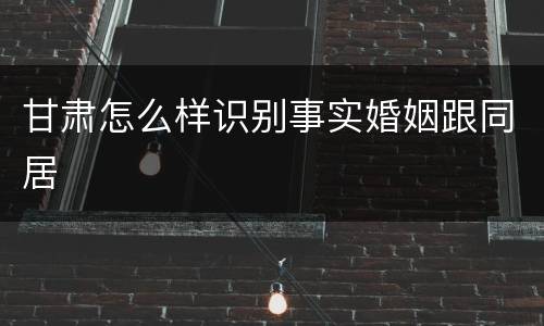 甘肃怎么样识别事实婚姻跟同居