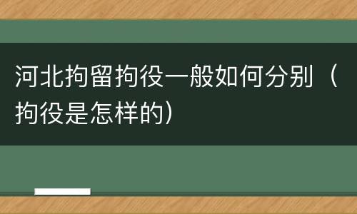 河北拘留拘役一般如何分别（拘役是怎样的）