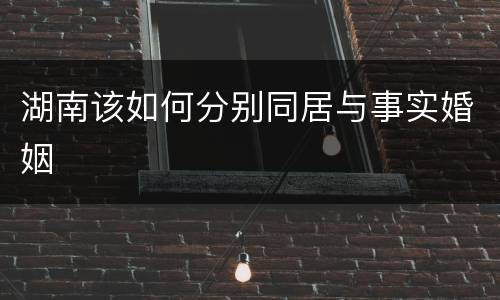 湖南该如何分别同居与事实婚姻