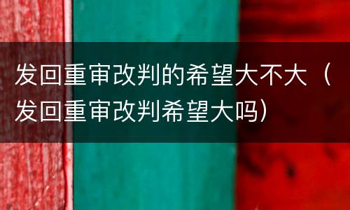 发回重审改判的希望大不大（发回重审改判希望大吗）