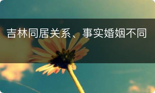 吉林同居关系、事实婚姻不同