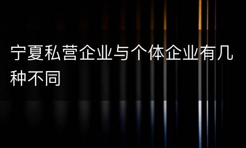 宁夏私营企业与个体企业有几种不同