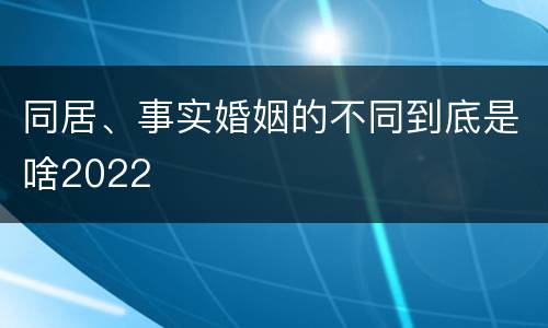 同居、事实婚姻的不同到底是啥2022