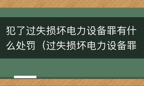 犯了过失损坏电力设备罪有什么处罚（过失损坏电力设备罪立案标准）