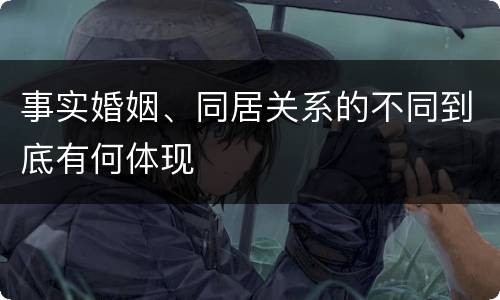 事实婚姻、同居关系的不同到底有何体现