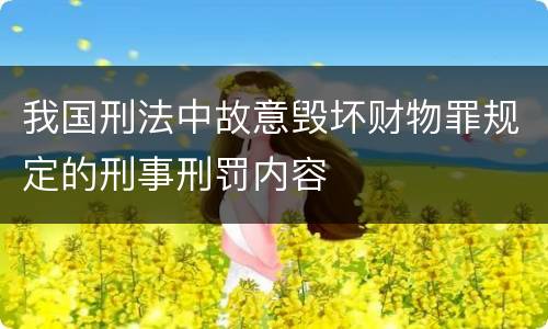 我国刑法中故意毁坏财物罪规定的刑事刑罚内容