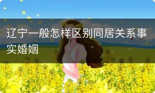 辽宁一般怎样区别同居关系事实婚姻