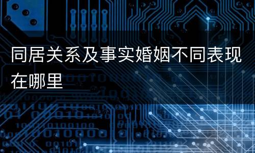同居关系及事实婚姻不同表现在哪里