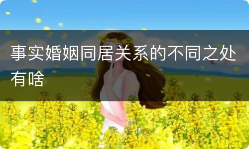事实婚姻同居关系的不同之处有啥