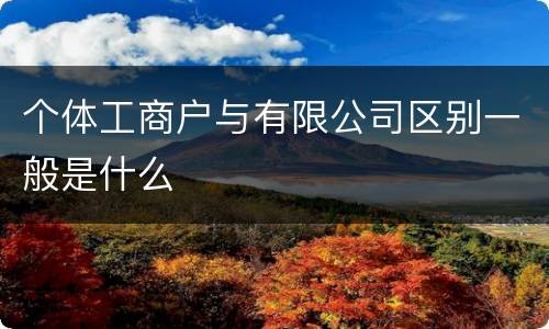 个体工商户与有限公司区别一般是什么