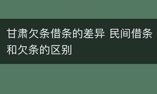 甘肃欠条借条的差异 民间借条和欠条的区别