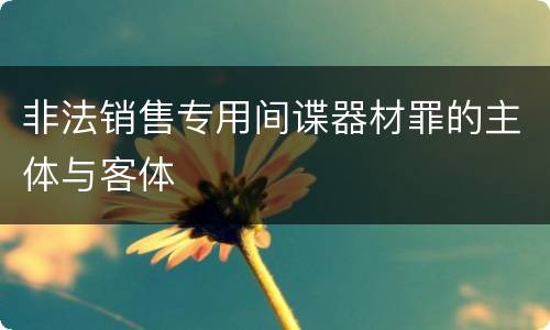 非法销售专用间谍器材罪的主体与客体