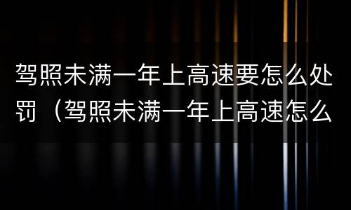 驾照未满一年上高速要怎么处罚（驾照未满一年上高速怎么处罚2021）