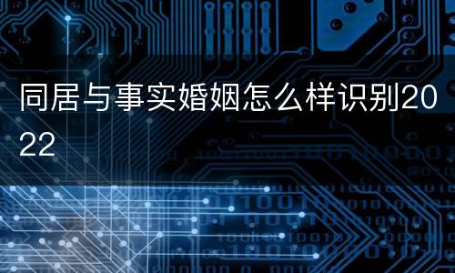 同居与事实婚姻怎么样识别2022