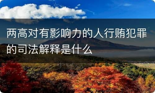 两高对有影响力的人行贿犯罪的司法解释是什么