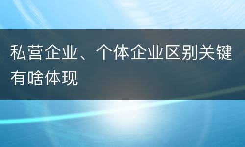 私营企业、个体企业区别关键有啥体现