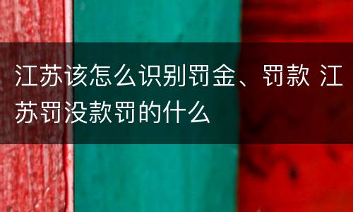 江苏该怎么识别罚金、罚款 江苏罚没款罚的什么