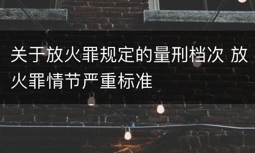 关于放火罪规定的量刑档次 放火罪情节严重标准