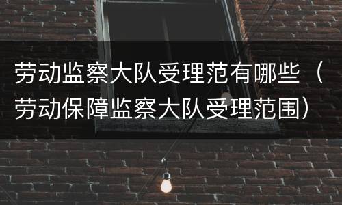 劳动监察大队受理范有哪些（劳动保障监察大队受理范围）
