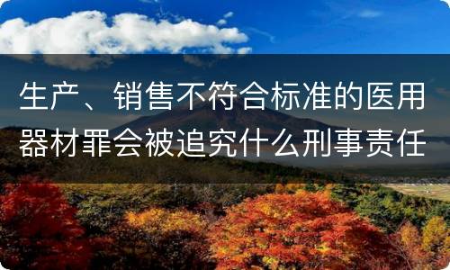 生产、销售不符合标准的医用器材罪会被追究什么刑事责任