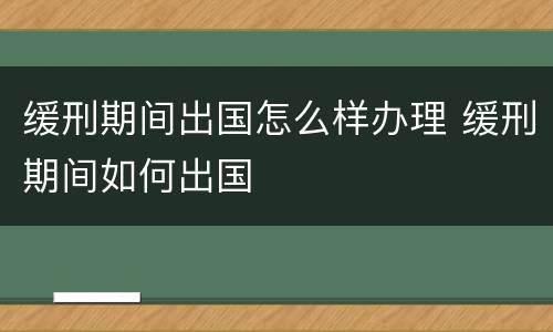 缓刑期间出国怎么样办理 缓刑期间如何出国