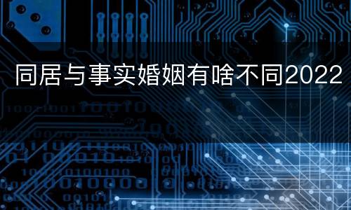 同居与事实婚姻有啥不同2022
