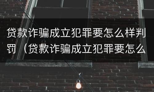 贷款诈骗成立犯罪要怎么样判罚（贷款诈骗成立犯罪要怎么样判罚呢）