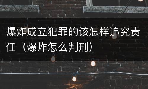 爆炸成立犯罪的该怎样追究责任（爆炸怎么判刑）