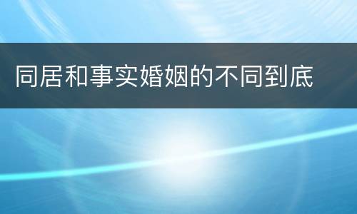 同居和事实婚姻的不同到底